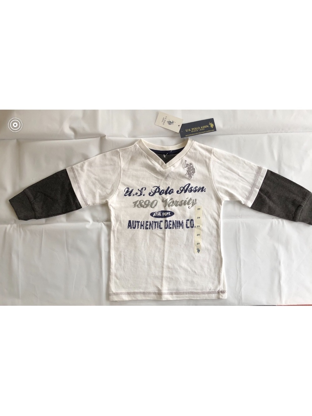 U.S. Polo Assn. Boys' White & Gray Long-Sleeve Graphic Tee boys size 2T